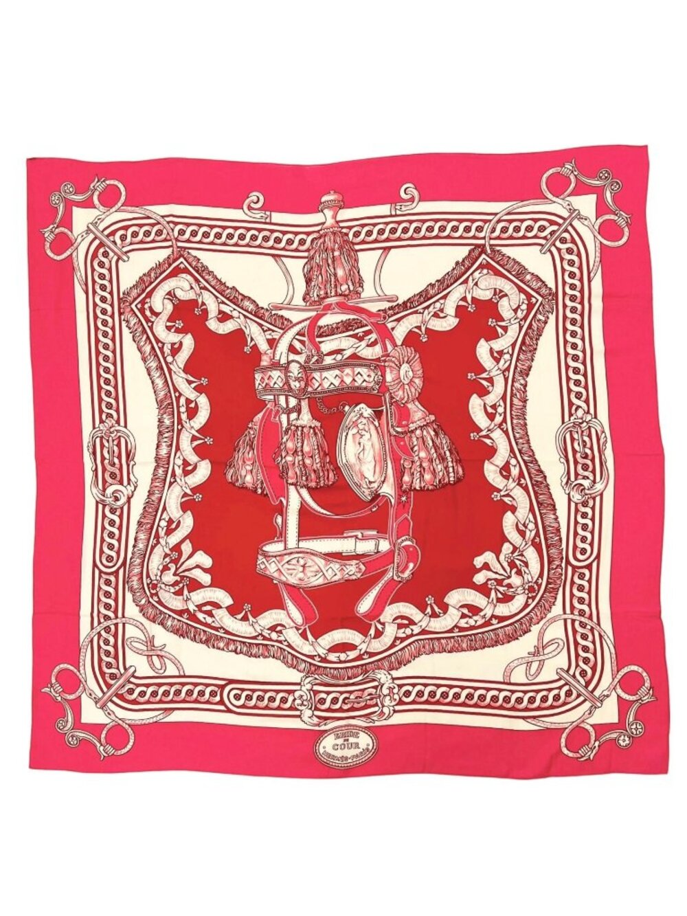 Hermes Carre 140 Bride de Cour Cashmere Silk Geant Scarf Pink French